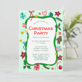 Quirky Whimsical Christmas Party CUSTOM Einladung (Stehend Vorderseite)