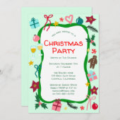 Quirky Whimsical Christmas Party CUSTOM Einladung (Vorne/Hinten)