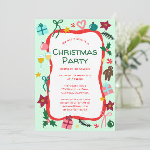 Quirky Whimsical Christmas Party CUSTOM Einladung