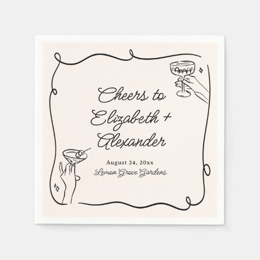 Quirky & Whimsical Cocktails Hochzeit Serviette (Vorderseite)