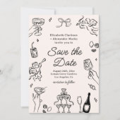 Quirky & Whimsical Cocktails Save the Date Einladung (Vorderseite)