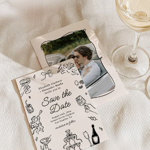 Quirky & Whimsical Cocktails Save the Date Einladung