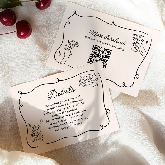 Quirky & Whimsical Cupid Cherubs Hochzeitdetails Begleitkarte