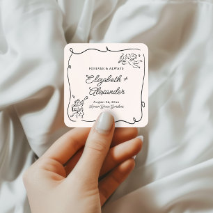 Quirky & Whimsical Cupid Cherubs Wedding Quadratischer Aufkleber