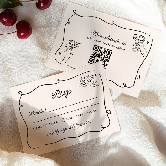 Quirky & Whimsical Cupid Cherubs Wedding RSVP Karte