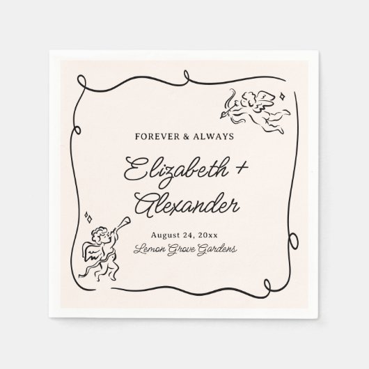 Quirky & Whimsical Cupid Cherubs Wedding Serviette (Vorderseite)