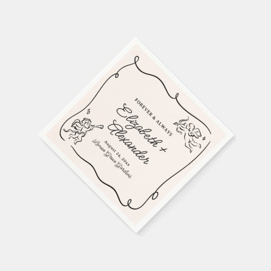 Quirky & Whimsical Cupid Cherubs Wedding Serviette (Ecke)