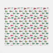 Quirky Whimsical Decorated Christmas Trees Doodles Fleecedecke (Vorderseite (Horizontal))