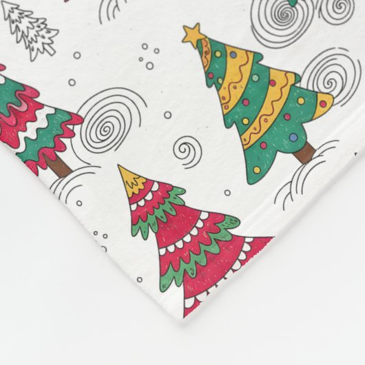 Quirky Whimsical Decorated Christmas Trees Doodles Fleecedecke (Ecke)