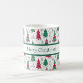 Quirky Whimsical Decorated Christmas Trees Doodles Kaffeetasse (Mittel)