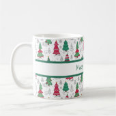 Quirky Whimsical Decorated Christmas Trees Doodles Kaffeetasse (Links)