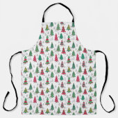 Quirky Whimsical Decorated Christmas Trees Doodles Schürze (Vorderseite)