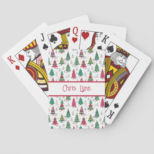 Quirky Whimsical Decorated Christmas Trees Doodles Spielkarten (Rückseite)