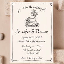 Quirky Whimsical Hand Drawn Cake Doodle Hochzeit