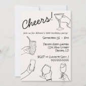 Quirky Whimsical Hand Drawn Cheers Party Einladung (Vorderseite)