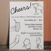 Quirky Whimsical Hand Drawn Cheers Party Einladung