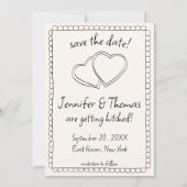 Quirky Whimsical Hand Drawn Doodle Save the Date Einladung (Vorderseite)