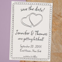 Quirky Whimsical Hand Drawn Doodle Save the Date