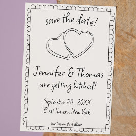 Quirky Whimsical Hand Drawn Doodle Save the Date Einladung