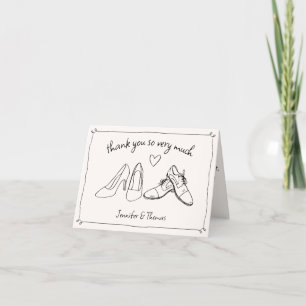 Quirky Whimsical Hand Drawn Doodle Shoes Hochzeit Dankeskarte