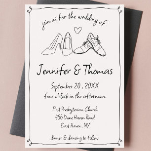 Quirky Whimsical Hand Drawn Doodle Shoes Hochzeit Einladung