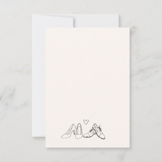 Quirky Whimsical Hand Drawn Doodle Shoes Hochzeit Save The Date (Rückseite)