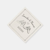Quirky Whimsical Hand Drawn Doodle Shoes Hochzeit Serviette (Ecke)