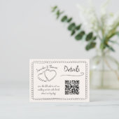 Quirky Whimsical Hand Drawn Wedding QR Code Detail Begleitkarte (Stehend Vorderseite)