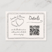 Quirky Whimsical Hand Drawn Wedding QR Code Detail Begleitkarte (Vorderseite)