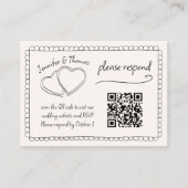 Quirky Whimsical Hand Drawn Wedding QR Code UAWG Begleitkarte (Vorderseite)