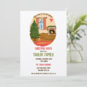 Quirky Whimsical Hand gezeichnet Weihnachtsessen P Einladung (Stehend Vorderseite)