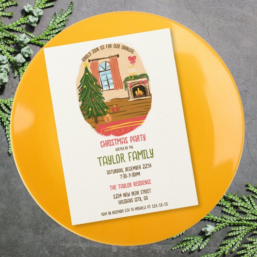 Quirky Whimsical Hand gezeichnet Weihnachtsessen P Einladung