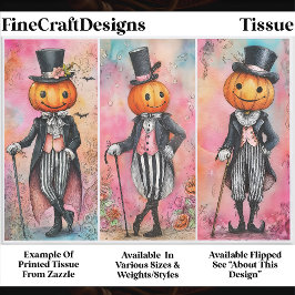 Quirky Whimsical Pumpkin Men, Pink EG3L Decoupage Seidenpapier