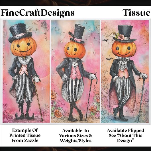 Quirky Whimsical Pumpkin Men, Pink EG3R Decoupage Seidenpapier