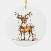 Quirky Whimsical Red Nosed Rentier mit Licht Keramik Ornament (Vorne)