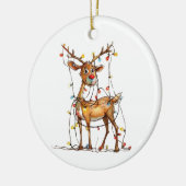 Quirky Whimsical Red Nosed Rentier mit Licht Keramik Ornament (Links)