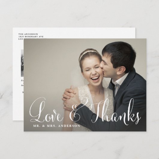 Quirky Whimsical Script Wedding Danke Postcard Postkarte (Vorne/Hinten)