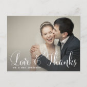 Quirky Whimsical Script Wedding Danke Postcard Postkarte (Vorderseite)