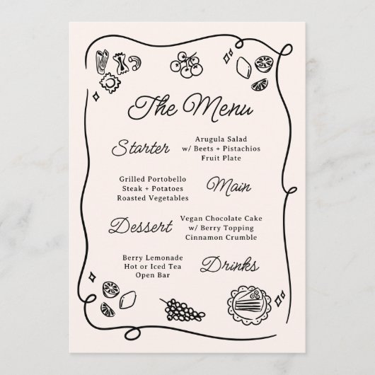 Quirky & Whimsical Wedding Menu Menükarte (Vorderseite)