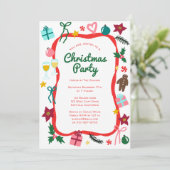 Quirky Whimsical Weihnachten CUSTOM Feiertag Party Einladung (Stehend Vorderseite)
