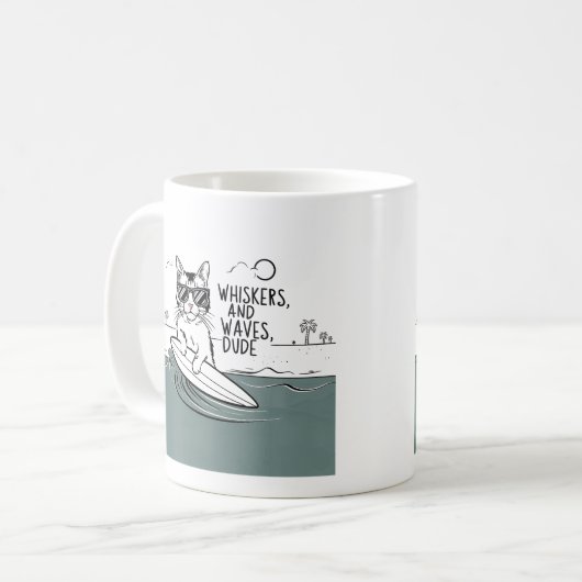 Quirky Whiskers und Wellen Typ lustiger Schlamm Kaffeetasse (Vorderseite Links)