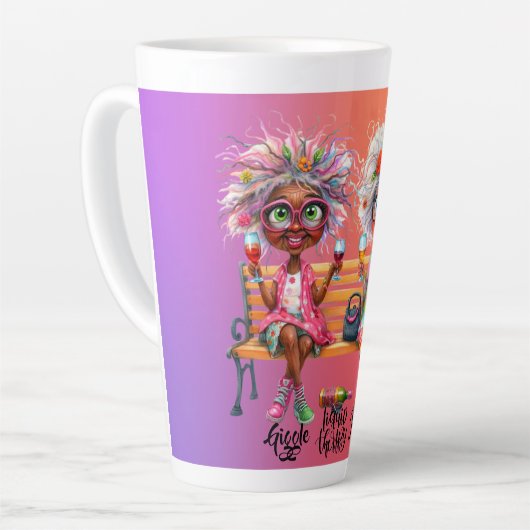 Quirky Wine Lady Therapy Latte Tasse (Linke Ecke)