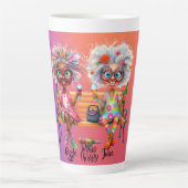 Quirky Wine Lady Therapy Latte Tasse (Vorderseite)