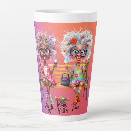 Quirky Wine Lady Therapy Latte Tasse (Vorderseite)