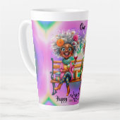 Quirky Wine Lady Wine Mode Latte Tasse (Linke Ecke)