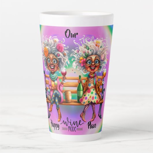 Quirky Wine Lady Wine Mode Latte Tasse (Vorderseite)
