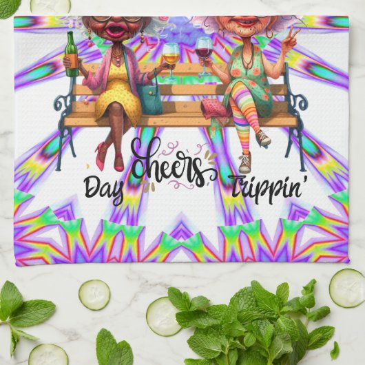 Quirky Wine Ladys Cheer Kitchen Handtücher (Gefaltet)