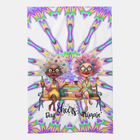 Quirky Wine Ladys Cheer Kitchen Handtücher (Vertikal)