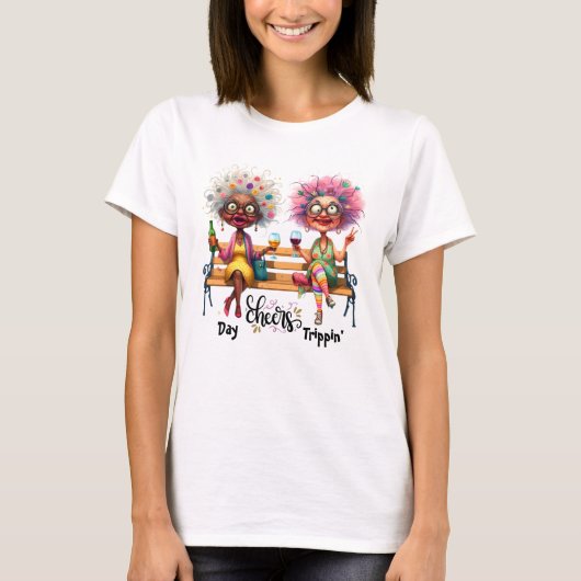 Quirky Wine Ladys Cheers Ladys T - Shirt (Vorderseite)