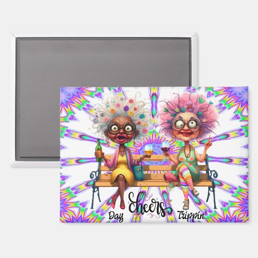 Quirky Wine Ladys Cheers Magnet (Vorderseite/Rückseite)